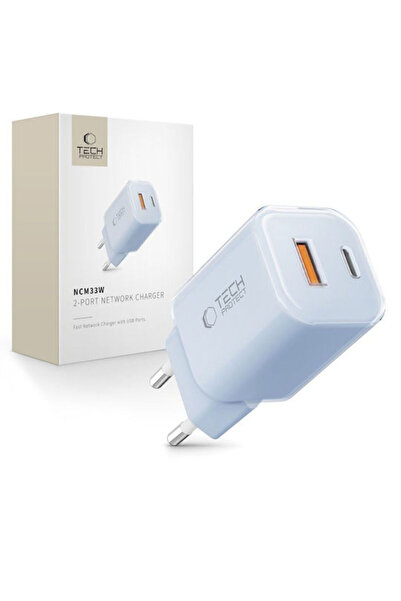 Tech-Protect Φορτιστής Χωρίς Καλώδιο με Θύρα USB-A και Θύρα USB-C 33W Μπλε (N...