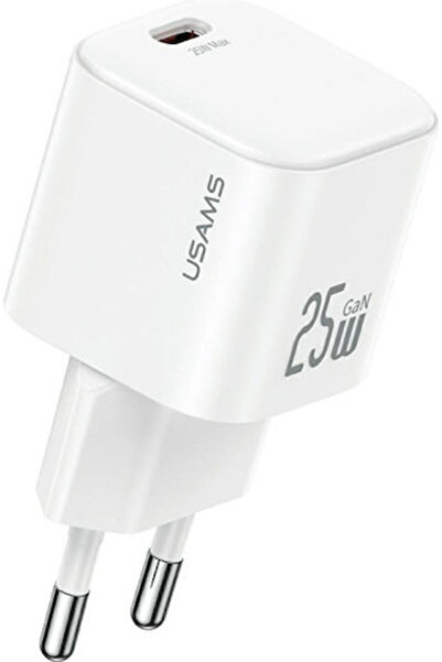 Usams Φορτιστής χωρίς καλώδιο GaN με θύρα USB-C, 25W Power Delivery, Λευκός (...