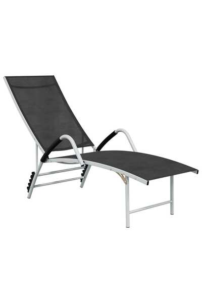 vidaxl Șezlong de plajă, negru, aluminiu & textilenă