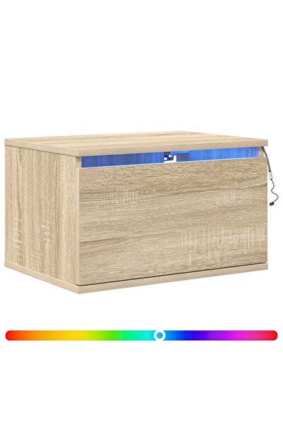 vidaxl Noptiere montate pe perete cu lumini LED, 2 buc., stejar sonoma
