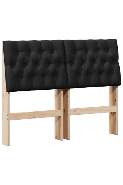 vidaxl Tăblie tapițată Negru 120 cm Lemn de pin masiv