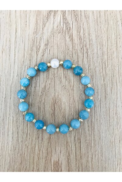 MK tasarım Real pearl - blue quartz stone bracelet mk.7000.807 - comfort - ca...