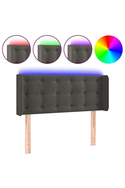 vidaxl Tăblie de pat cu LED, gri închis, 103x16x78/88 cm, catifea