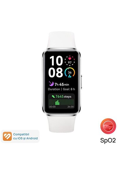 Huawei Band 10 Fitness Tracker, Android/iOS, Aluminum, White Fluoroelastomer,...