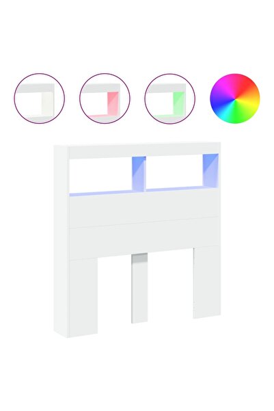 vidaxl Headboard with cabinet and LED, white, 100x17x102 cm