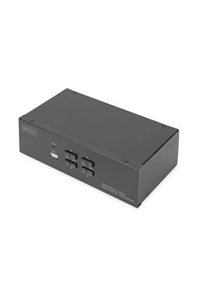 Digitus Switch, Digitus, Switch KVM cu 4 porturi și afișaj dual, 4K, DisplayPort