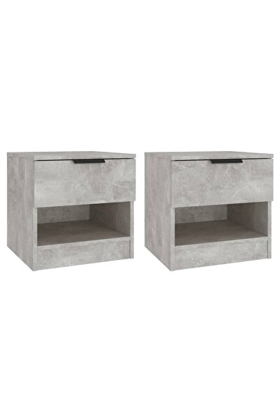 vidaxl Noptiere, 2 buc., gri beton, lemn prelucrat
