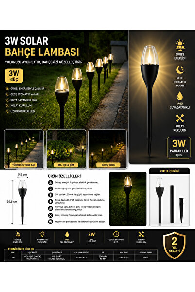 Yapısan 3W Solar Bahçe Lambası LED Çim Aydınlatma IP65 Sensörlü Dış Mekan Işığı