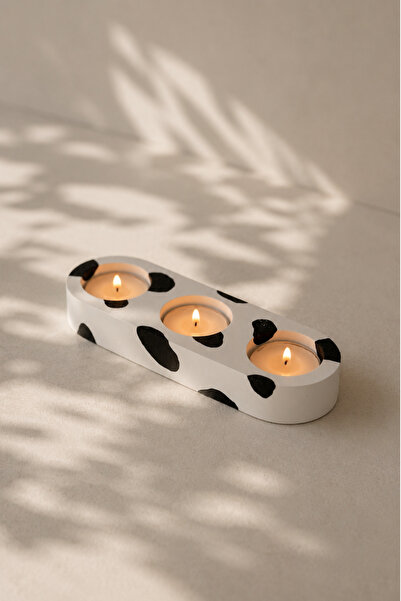 mindsoho Dekoratif Beton Üç Bölmeli Tealight Mumluk
