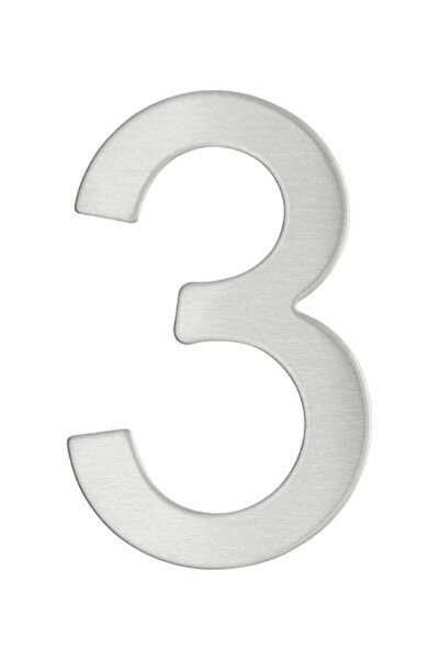 THIRARD Număr de ușă, cifra „3”, adeziv 3M, oțel inoxidabil