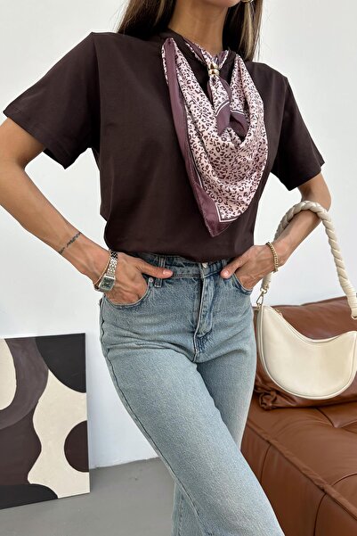 mylove Leopard Pattern Scarf Tshirt Bitter Brown
