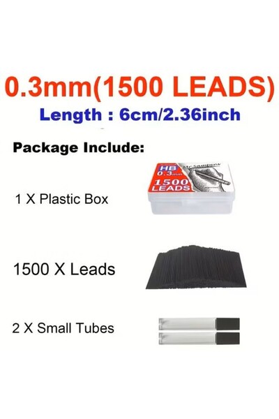 Generic Pencil Leads - 5-Pack HB Mechanical Pencil Refills - 0.3mm, 0.5mm, 0....