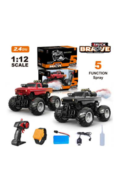 PlayFun Mașină Telecomandată „Truck Brave” 1:12 – Off-Road, Spray Apă, 2.4 GH...