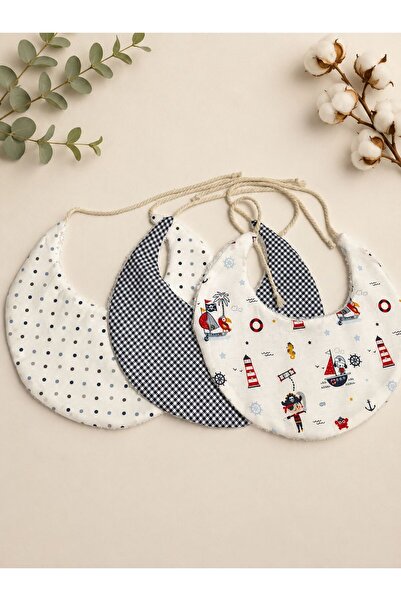 LUMİBABY BUTİK 100% Cotton Double-Layer Pirate Pattern Baby Bib Set