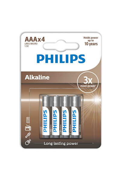 Philips LR03A4B/GRS Αλκαλικές μπαταρίες υψηλής απόδοσης 4 τμχ AAA