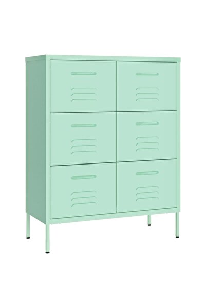 vidaxl Drawer cabinet, mint green, 80x35x101.5 cm, steel