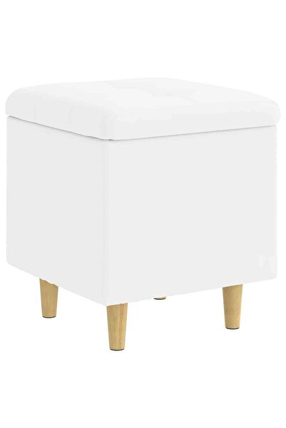 vidaxl Ottomană de depozitare Alb 40 x 40 x 45 cm Piele artificială