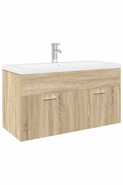 vidaxl Dulap pentru chiuvetă de baie, lavoar încorporat, stejar sonoma