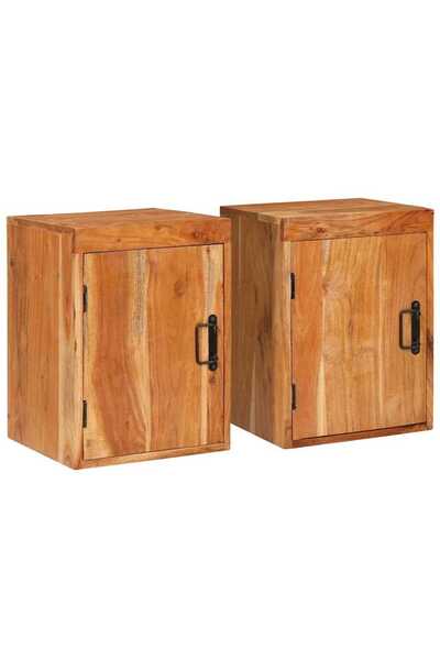 vidaxl Noptieră 2 pcs Maro 35 x 33 x 48 cm Lemn Solid de Acacia