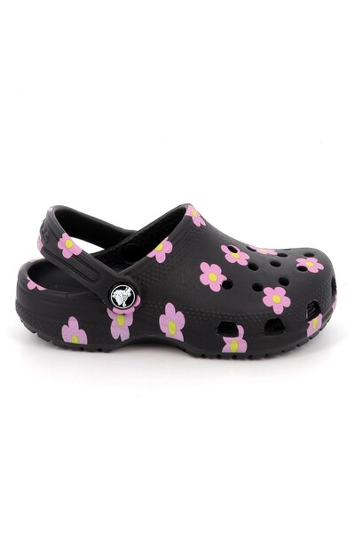 Crocs Παιδικό Σαμπό για Κορίτσι Classic Flower Clog T Ανατομικό Χρώματος Μαύρ...