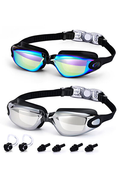 GGEROU Swimming Goggles,Pack of 2 Professional Anti Fog No Leaking UV Protect...