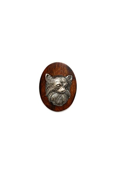 Art - Dog Chihuahua cu păr lung - Broșă pentru concurs canin, agrafă pentru n...