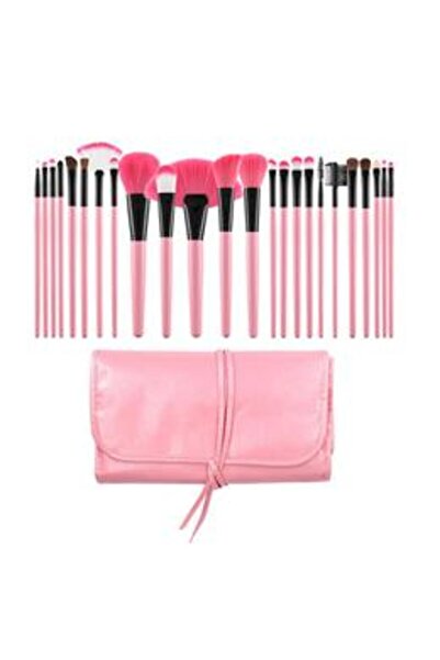 MIMO Set 24 Pensule Roz pentru Machiaj - Makeup Brush Pink, 24 buc