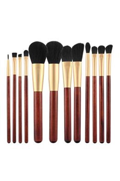 MIMO Set 12 Pensule cu Maner din Lemn pentru Machiaj - Makeup Brush Wooden, 1...