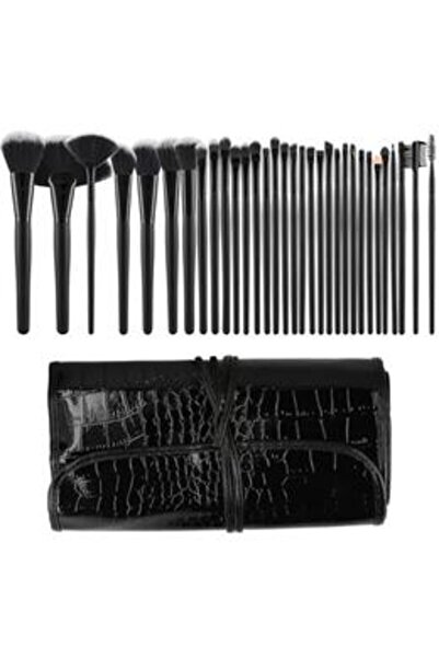 MIMO Set of 32 Black Makeup Brushes - Makeup Brush Black, 32 pcs