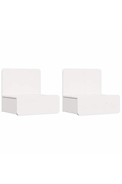 vidaxl Noptieră 2 pcs Alb 44 x 32,5 x 40 cm Lemn masiv de pin