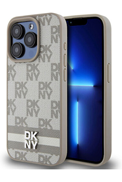 Dkny Θήκη από δερματίνη με καρό σχέδιο και ρίγες για iPhone 13 Pro σε μπεζ χρ...