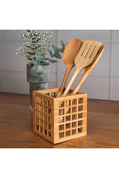 Yıldızan Tamgün Kitchen Bamboo Square Modern Designed Square Spoon Holder 131...