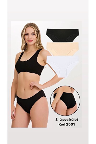 EBRULİ LİNGERİE 3-Pack Cotton Combed Cotton Fabric Panties Set