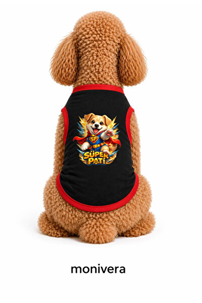 Modetra New Season Summer Super Paw Printed Colorful Ribbed Dog Outfit - Unde...