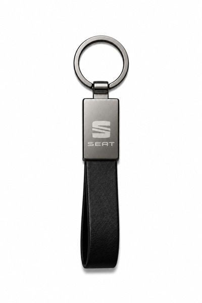 Baghes Breloc pentru chei Seat, metal lucios și piele – Logo pe ambele părți,...