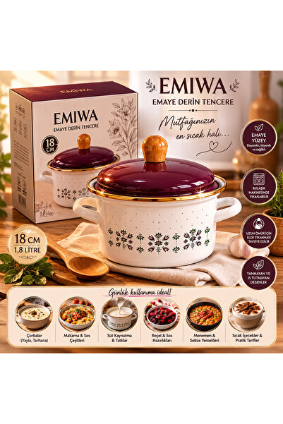 Emiva Enamel Deep Pot 18 cm – Big Stories in Small Size for the Kitchen 🤎 🍲