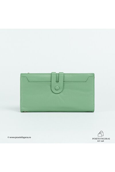Posete Fagaras Sonia Leather Wallet - Green - Mint, Genuine Leather Wallet , ...
