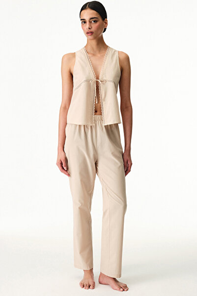 Penti Women's Cotton Lounge Belle Sleeveless Pajama Set - Beige