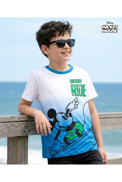 Honeyhap 100% Cotton Knit Half Sleeves T-shirt with Mickey Mouse Graphics - M...