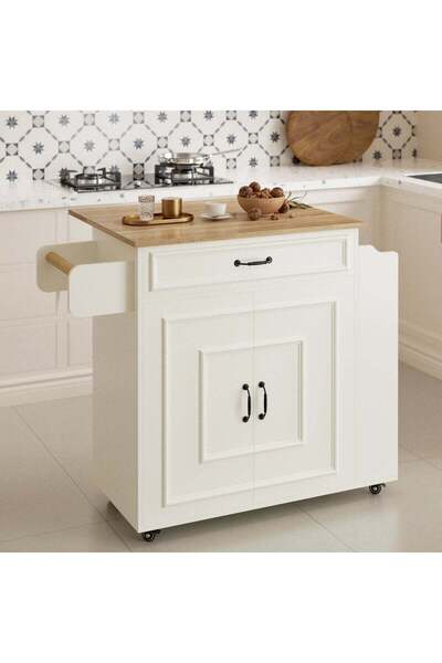 sharpdo Rolling Kitchen Island Cart with Single Side Drop Leaf