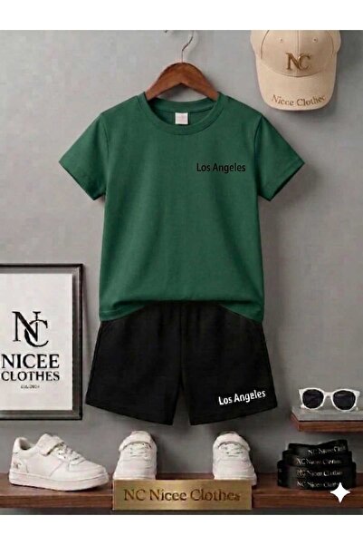 NC Nicee Clothes LETNJA DEČJA MAJICA I KRATKE HLAČE UNISEKS (CRNI MALI LOS AN...