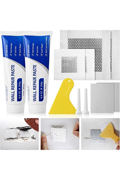 SEISSO Agent de reparare pereți, 2 x 250 g cremă de reparare pereți, 4 petice...