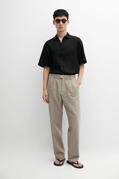Massimo Dutti Regular fit kısa kollu %100 keten gömlek
