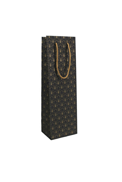 OEM Pungi cadou pentru sticle, negru și auriu, B 120 x 90 x 390 mm, ROTOLUX