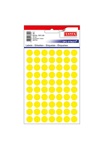 Tanex ETICHETE ROTUNDE 13MM GALBENE 350/ROLĂ