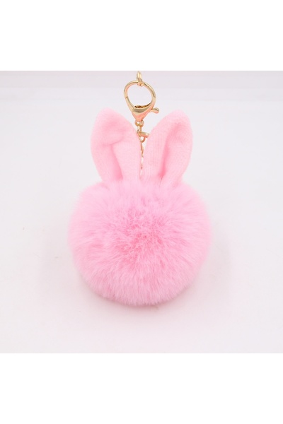 Zâna Casei Pink fluffy bunny keychain with ears, decorative accessory for key...