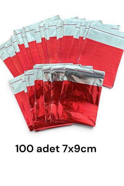Poros Store Hediye Paketi 7x9cm 100 Adet Kendinden Bantlı Yapışkanlı Metalize...