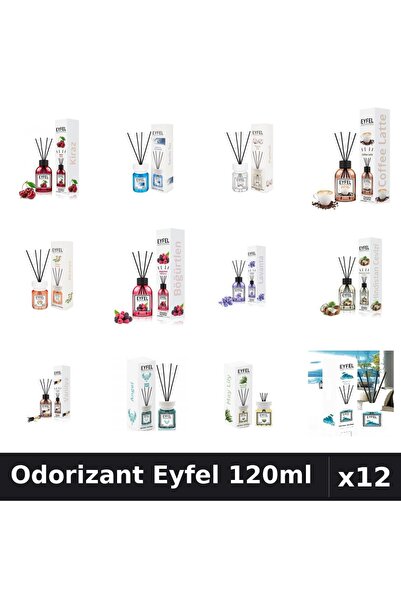 Eyfel Set 12 Odorizante Camera cu Betisoare - 12 Arome Asortate, 120ml