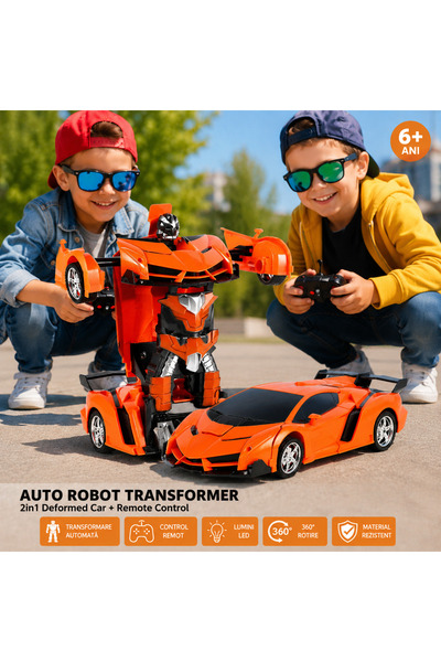 LEAN 2in1 robot car with LED and remote control - Orange 6 years+