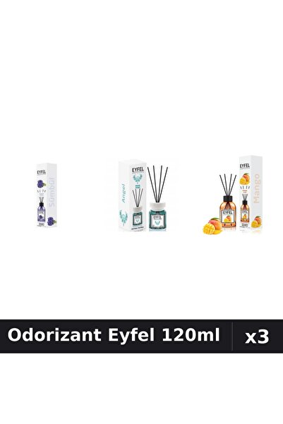 Eyfel Set 3 Odorizante Camera cu Betisoare 120ml - Angel, Mango, Zambile